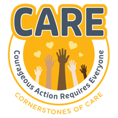 CARE logo. Courageous Action Requires Everyone.